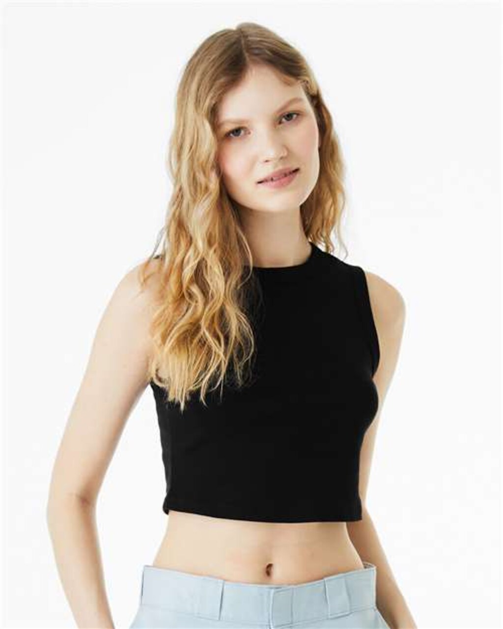 BELLA + CANVAS Women’s Micro Rib Sleeveless Muscle Crop Tank for Gym Wear & Custom Print Fitted Crop Top